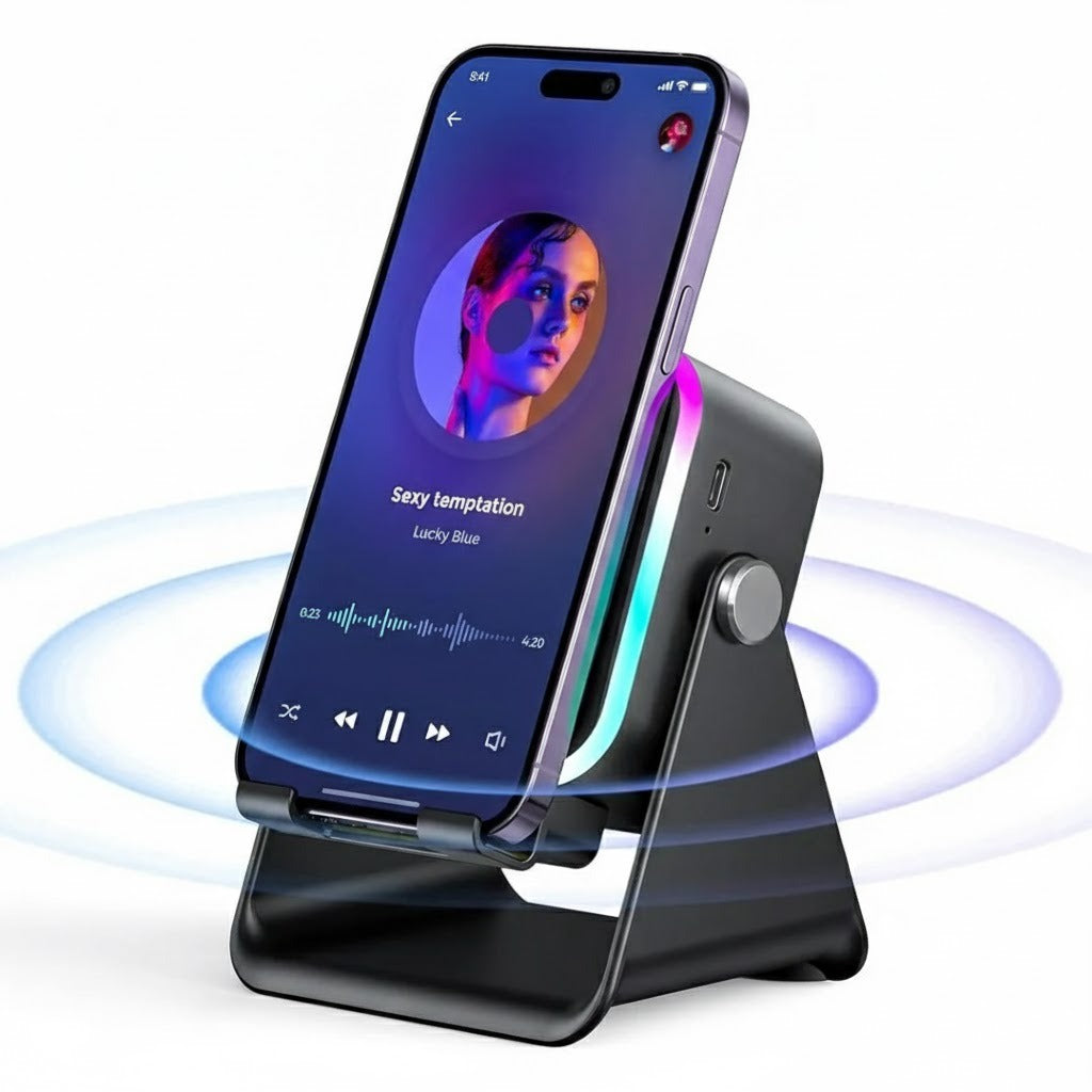 RGB Bluetooth 5.3 Speaker With Mobile Stand – 2000mAh | Black