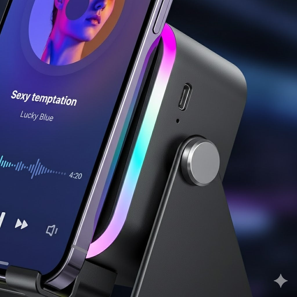 RGB Bluetooth 5.3 Speaker With Mobile Stand – 2000mAh | Black