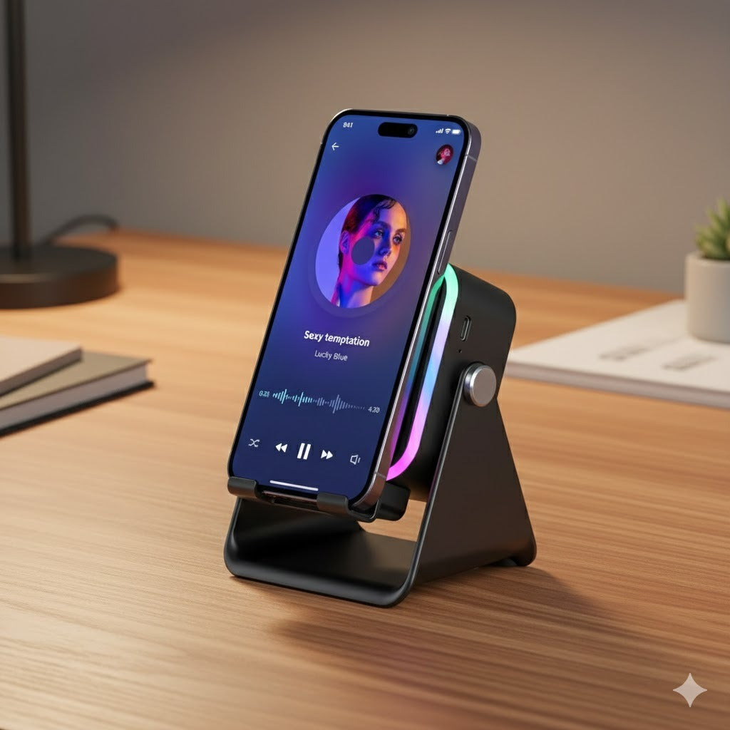 RGB Bluetooth 5.3 Speaker With Mobile Stand – 2000mAh | Black